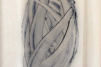 Mitsuko Hoshino: flow - cocoon, Ölfarbe auf Silikonfolie auf Holz, 38 x 28 cm, 2018