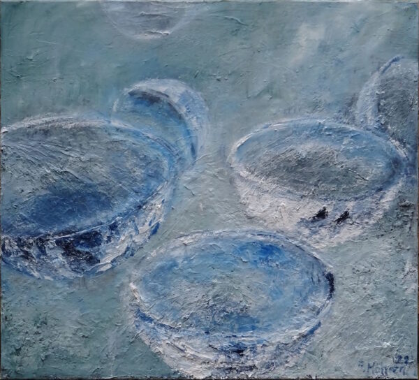 Akela Möhren - Zartes Porzellan, 100x100, Ölfarbe auf Leinen, 2022