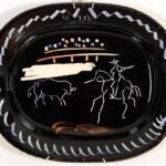 Pablo Picasso: Corrida sur Fond noir, 1953, Keramikplatte, A. Ramié 198, 31,5 x 38,5 cm